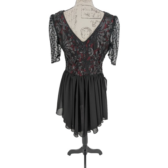 CACH'E Formal Dress Size 12 Black Sequins over Red Lining NWT - Picture 9 of 16